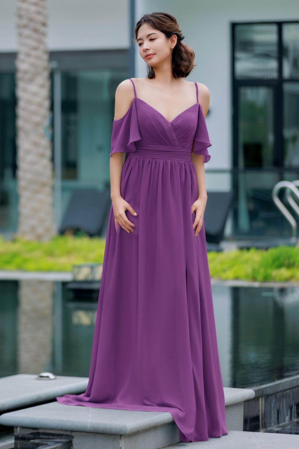 A-Line Floor Length Chiffon Bridesmaid Dress CB0710 - COCOMELODY