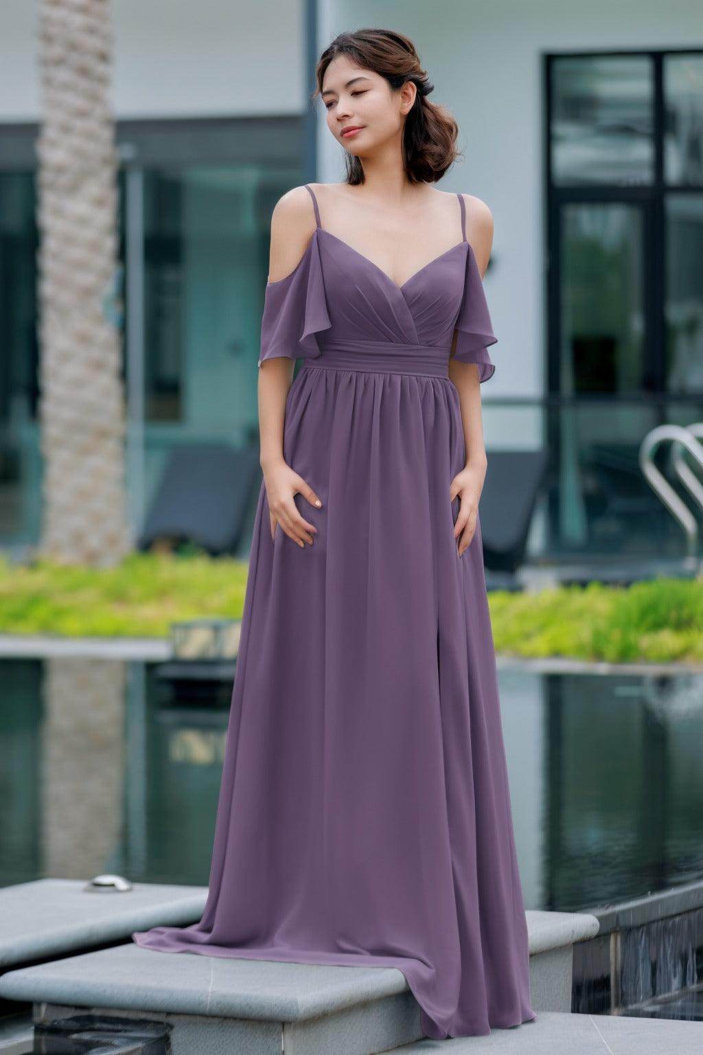 A-Line Floor Length Chiffon Bridesmaid Dress CB0710 - COCOMELODY