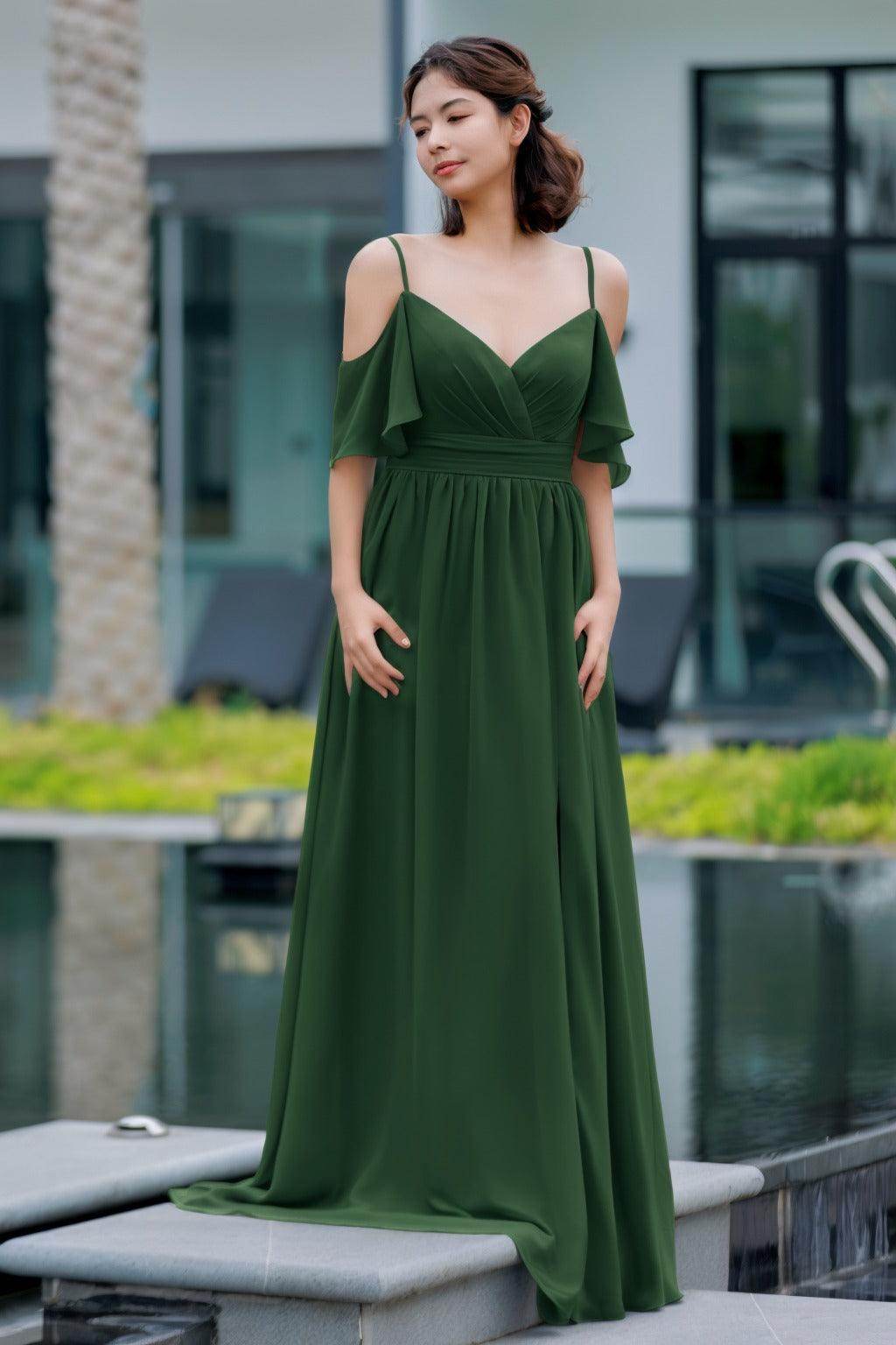 A-Line Floor Length Chiffon Bridesmaid Dress CB0710 - COCOMELODY