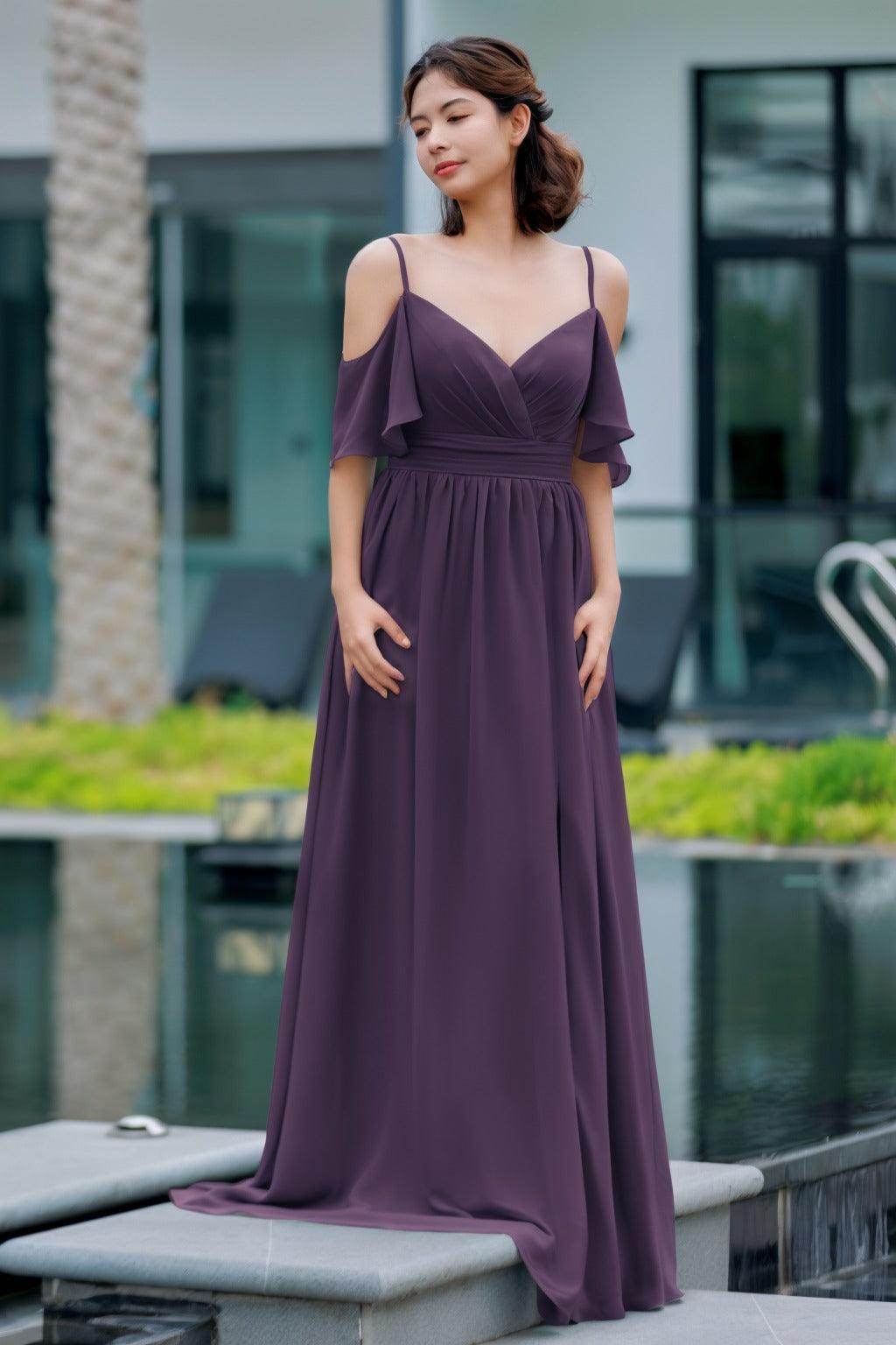 A-Line Floor Length Chiffon Bridesmaid Dress CB0710 - COCOMELODY