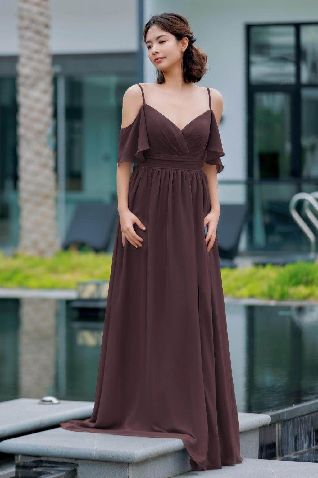 A-Line Floor Length Chiffon Bridesmaid Dress CB0710 - COCOMELODY