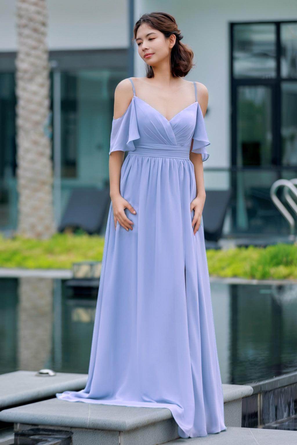 A-Line Floor Length Chiffon Bridesmaid Dress CB0710 - COCOMELODY