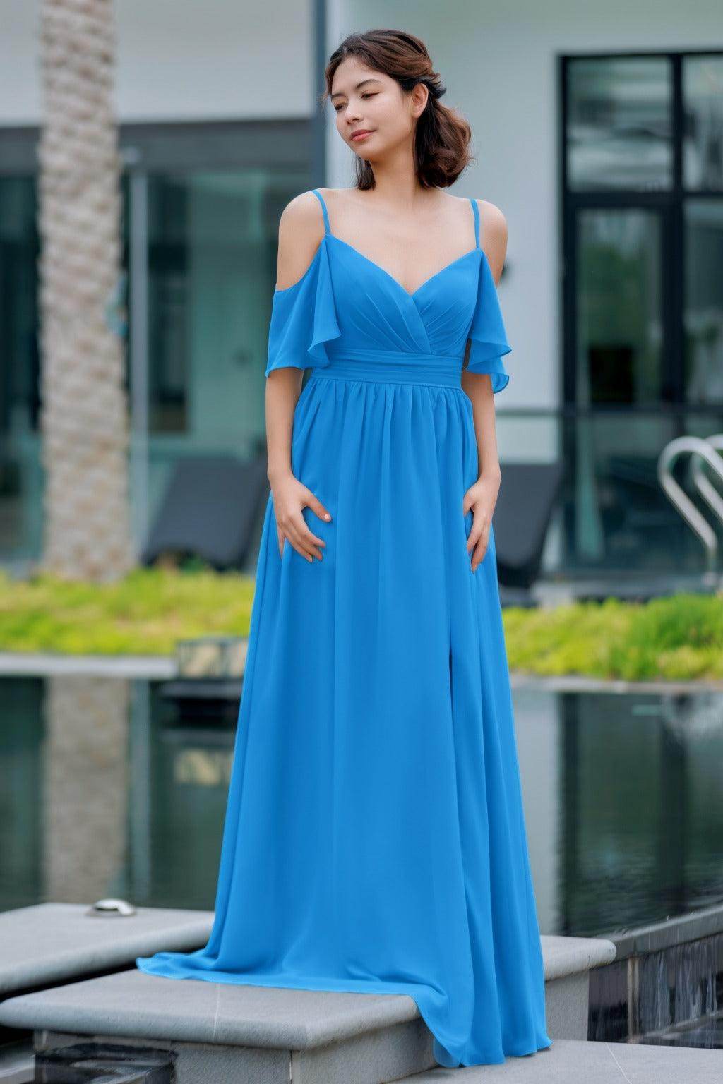 A-Line Floor Length Chiffon Bridesmaid Dress CB0710 - COCOMELODY
