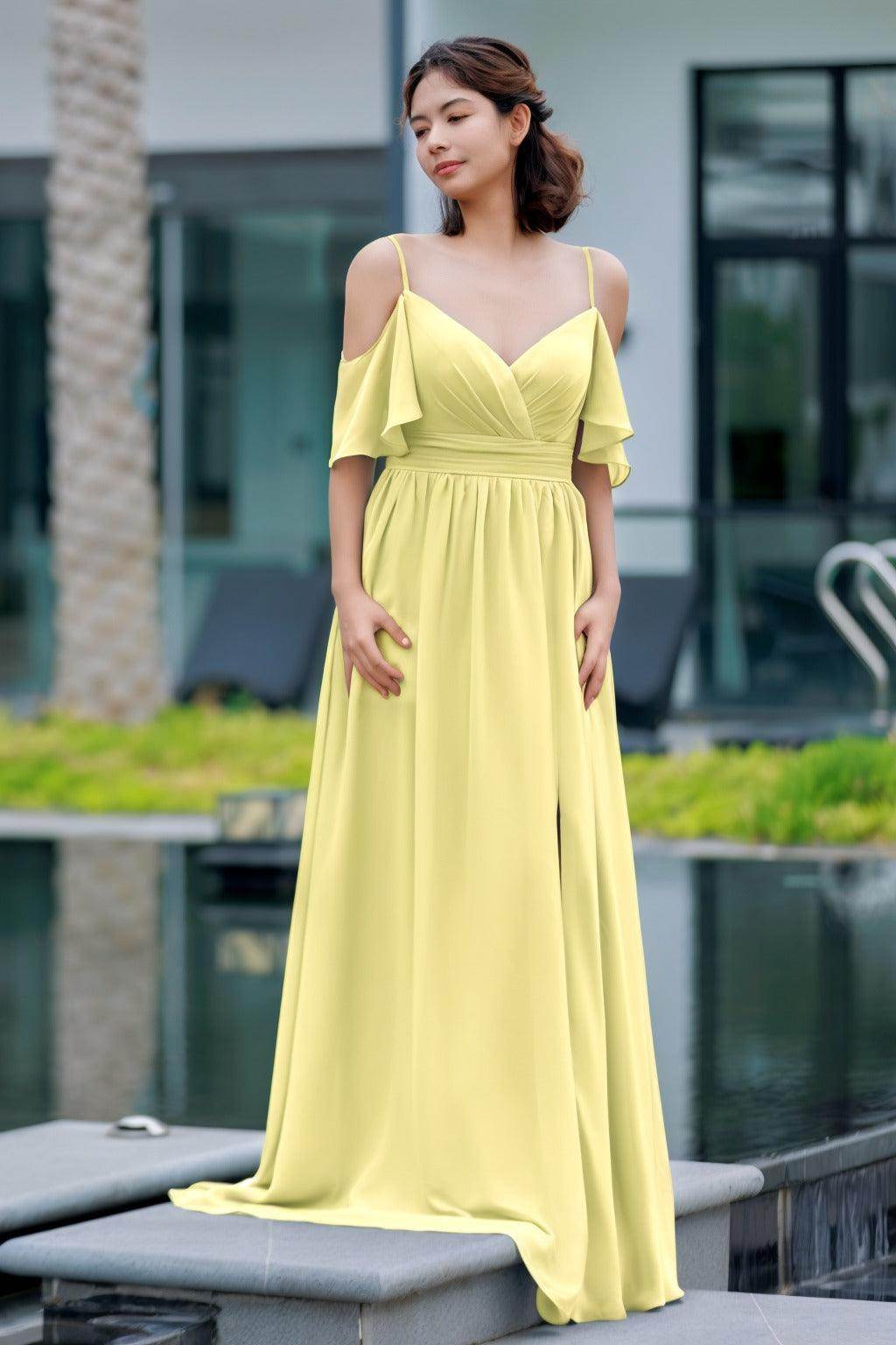 A-Line Floor Length Chiffon Bridesmaid Dress CB0710 - COCOMELODY