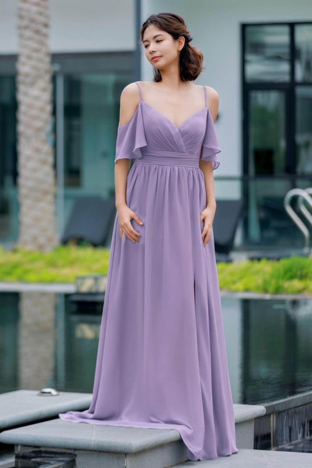 A-Line Floor Length Chiffon Bridesmaid Dress CB0710 - COCOMELODY