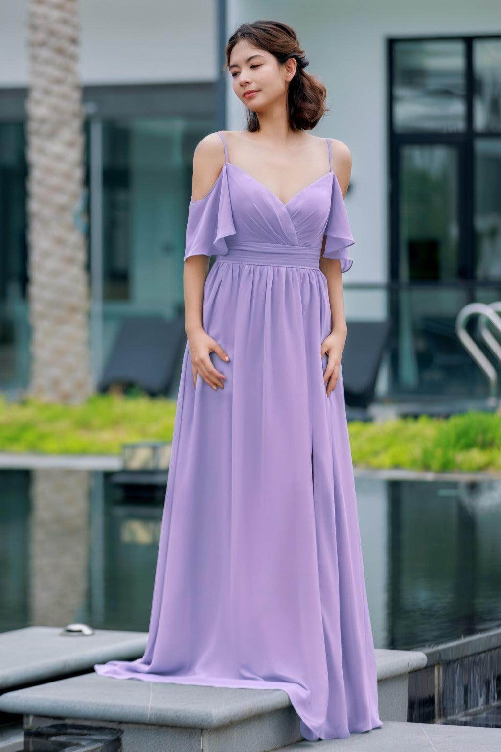 A-Line Floor Length Chiffon Bridesmaid Dress CB0710 - COCOMELODY