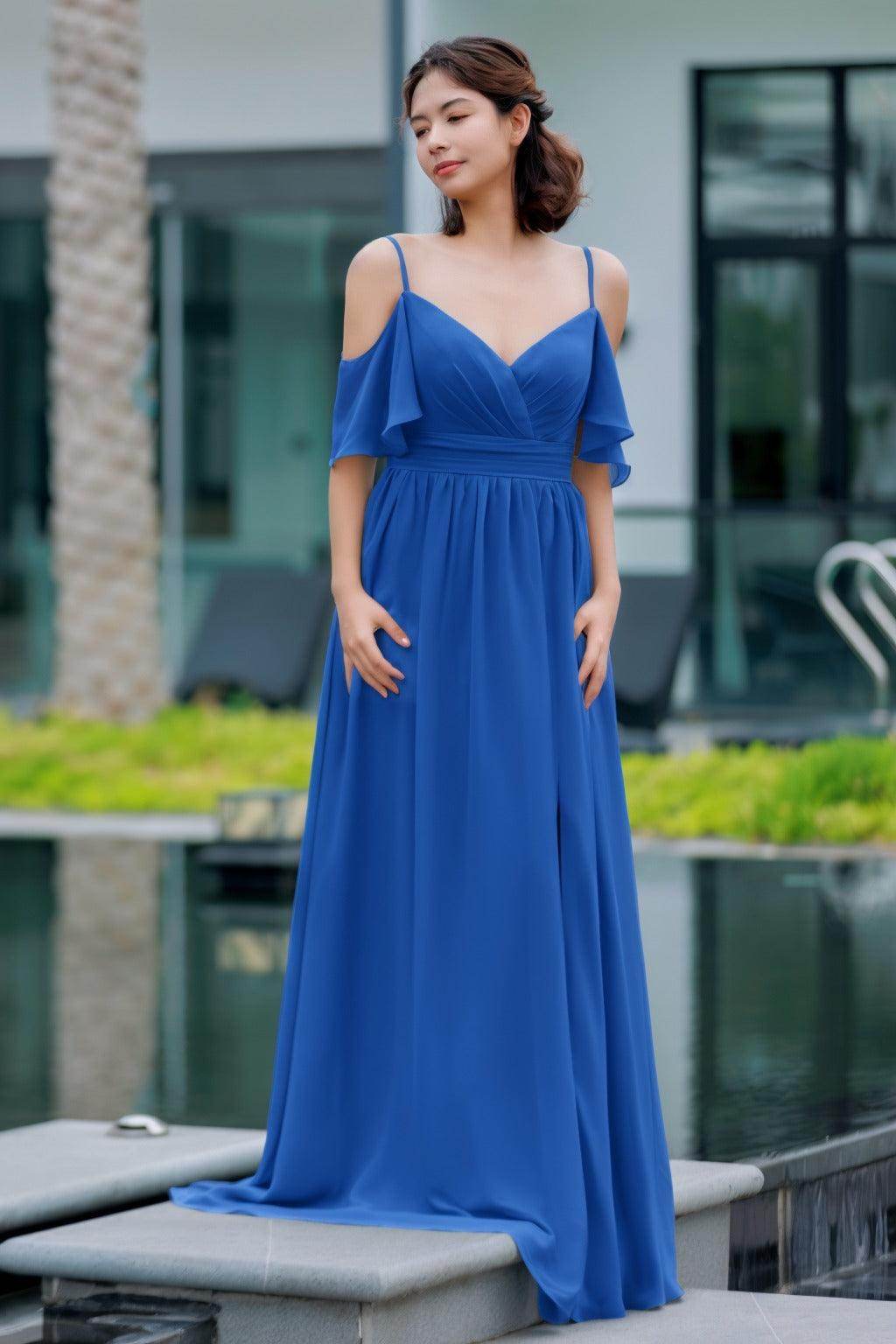 A-Line Floor Length Chiffon Bridesmaid Dress CB0710 - COCOMELODY