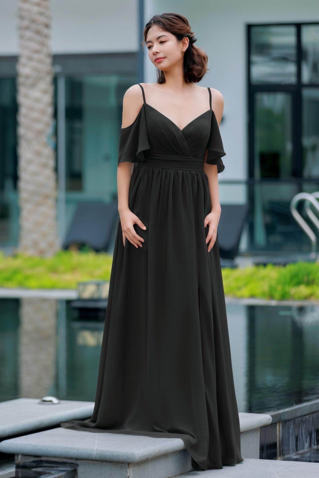 A-Line Floor Length Chiffon Bridesmaid Dress CB0710 - COCOMELODY