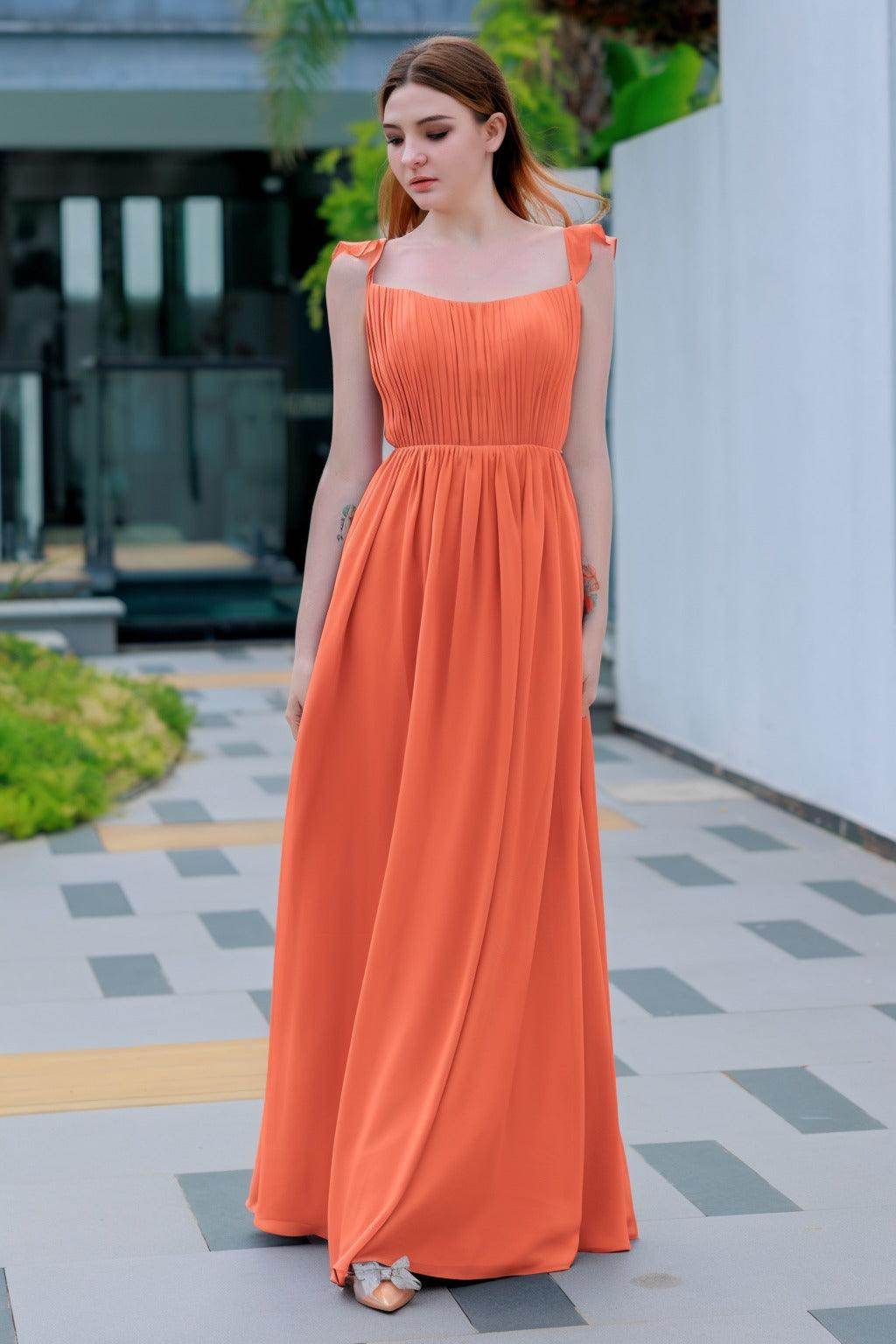 A-Line Floor Length Chiffon Bridesmaid Dress CB0714 - COCOMELODY