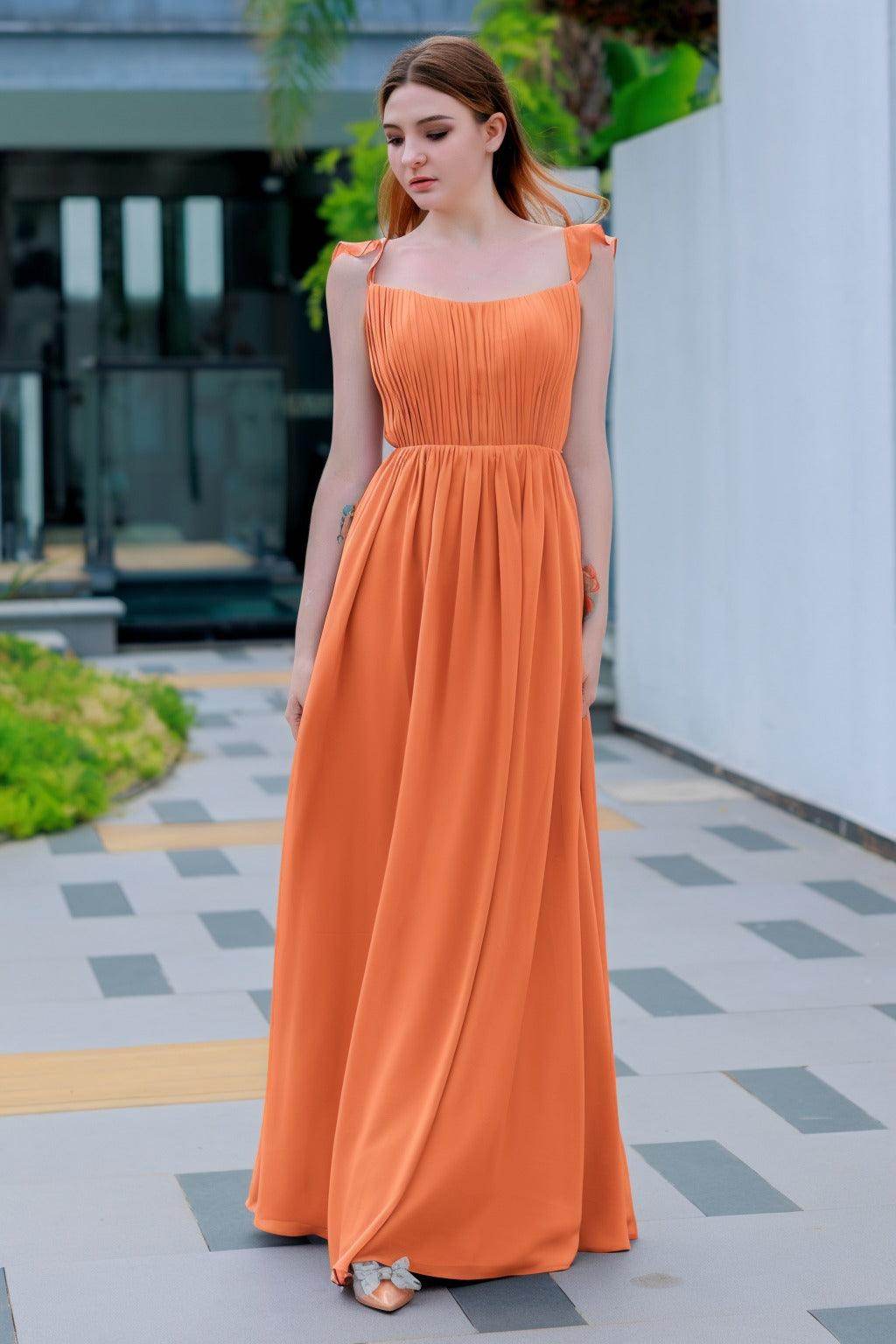 A-Line Floor Length Chiffon Bridesmaid Dress CB0714 - COCOMELODY