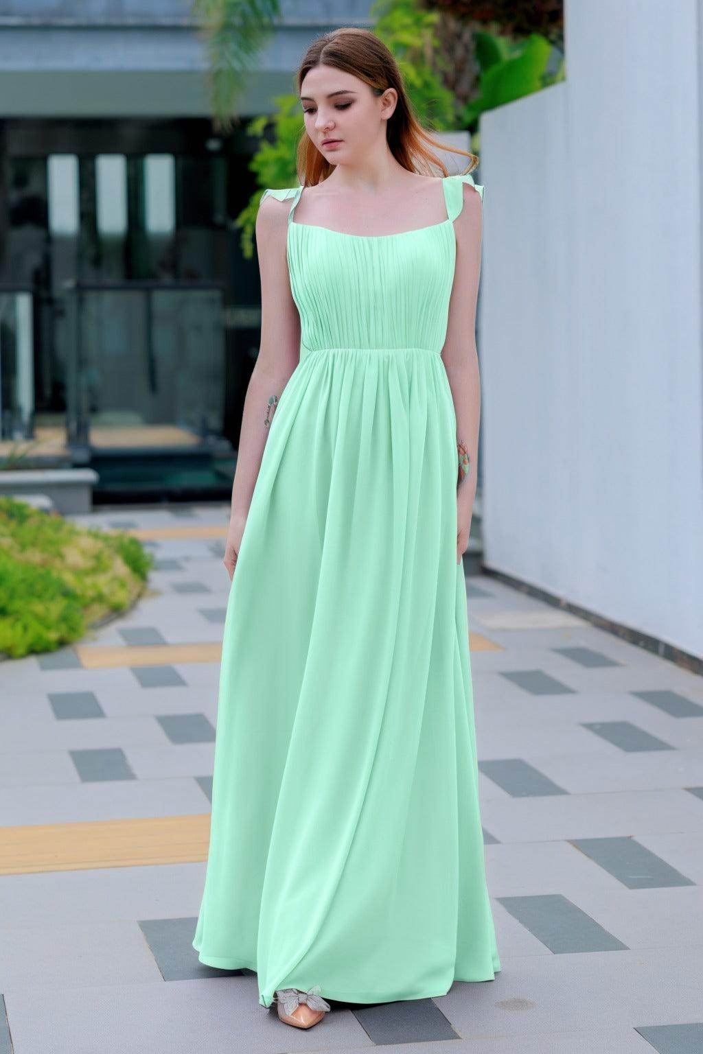 A-Line Floor Length Chiffon Bridesmaid Dress CB0714 - COCOMELODY