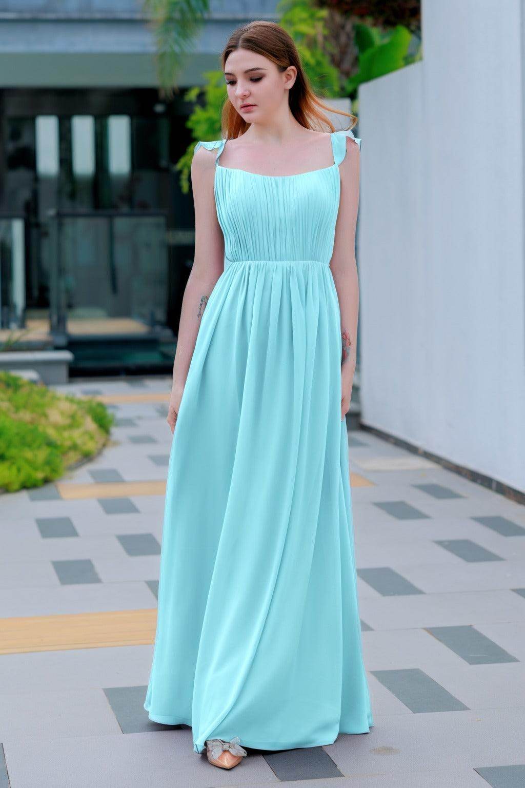 A-Line Floor Length Chiffon Bridesmaid Dress CB0714 - COCOMELODY