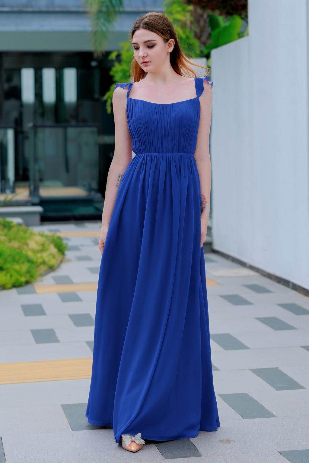 A-Line Floor Length Chiffon Bridesmaid Dress CB0714 - COCOMELODY