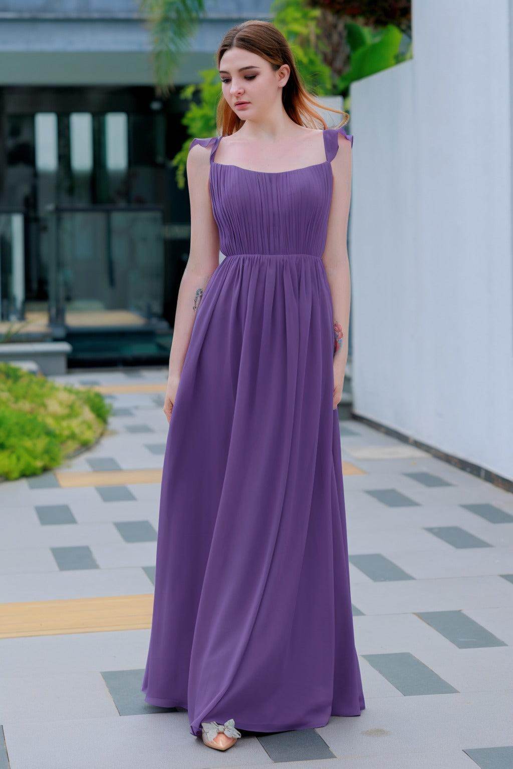 A-Line Floor Length Chiffon Bridesmaid Dress CB0714 - COCOMELODY