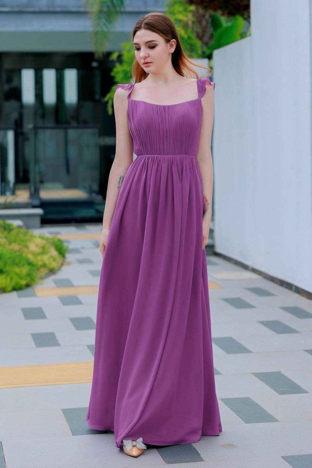 A-Line Floor Length Chiffon Bridesmaid Dress CB0714 - COCOMELODY