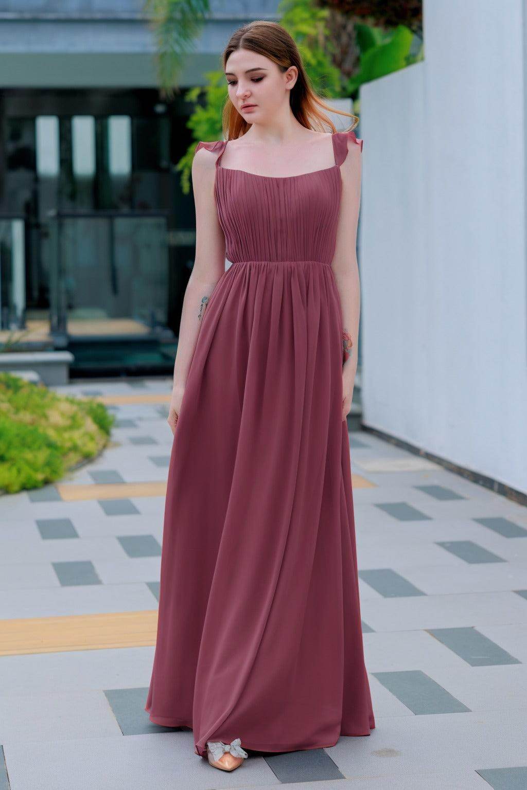 A-Line Floor Length Chiffon Bridesmaid Dress CB0714 - COCOMELODY