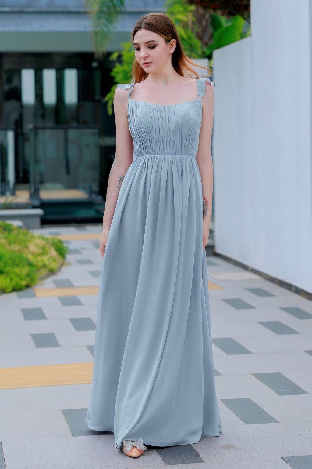 A-Line Floor Length Chiffon Bridesmaid Dress CB0714 - COCOMELODY