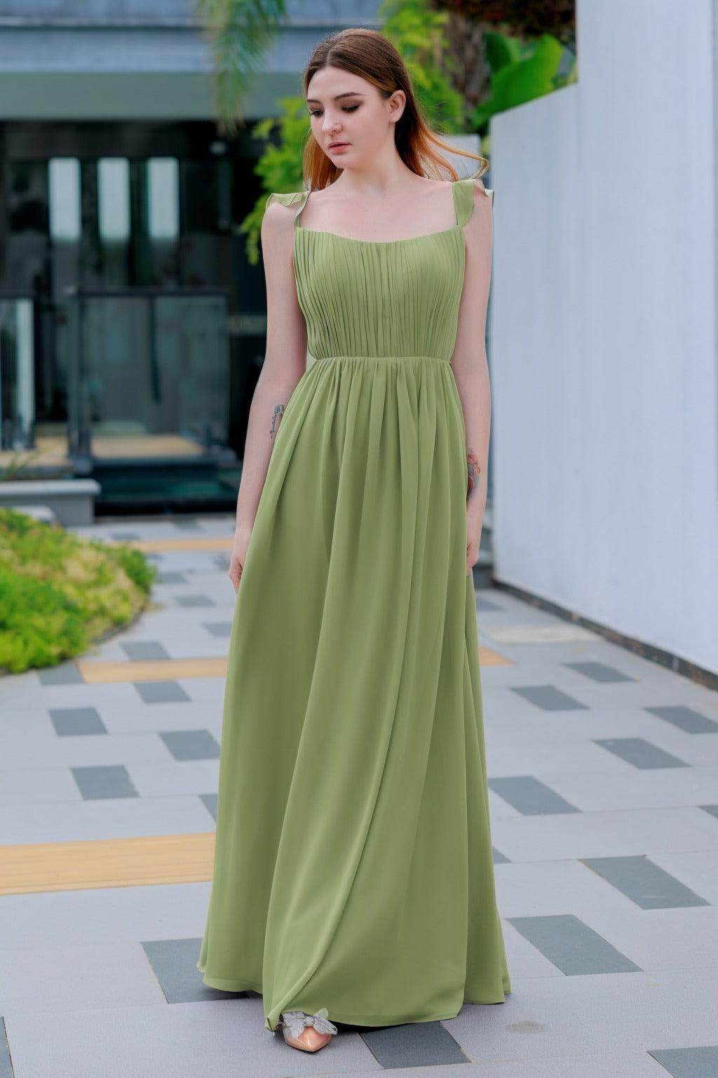 A-Line Floor Length Chiffon Bridesmaid Dress CB0714 - COCOMELODY