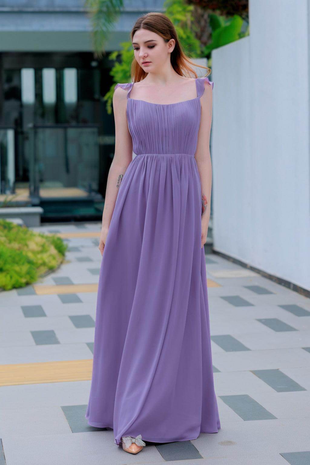 A-Line Floor Length Chiffon Bridesmaid Dress CB0714 - COCOMELODY