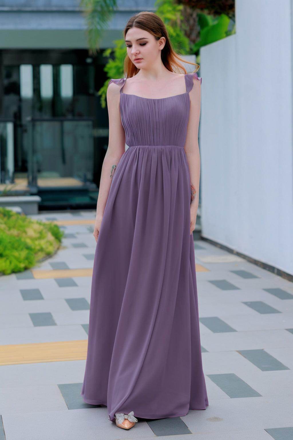 A-Line Floor Length Chiffon Bridesmaid Dress CB0714 - COCOMELODY