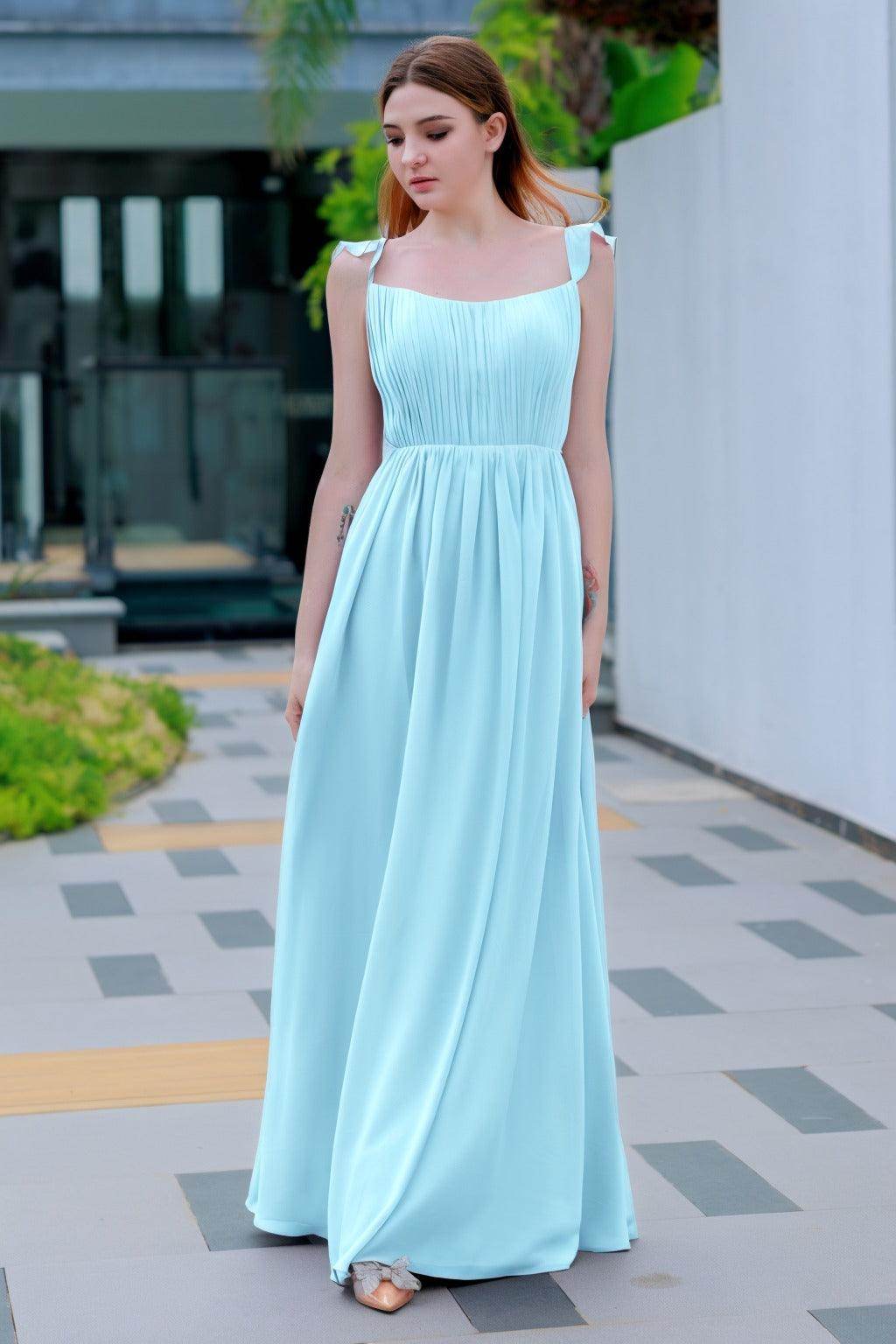 A-Line Floor Length Chiffon Bridesmaid Dress CB0714 - COCOMELODY