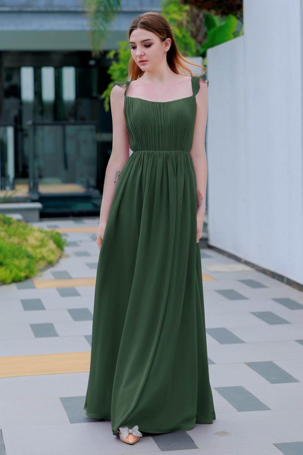 A-Line Floor Length Chiffon Bridesmaid Dress CB0714 - COCOMELODY