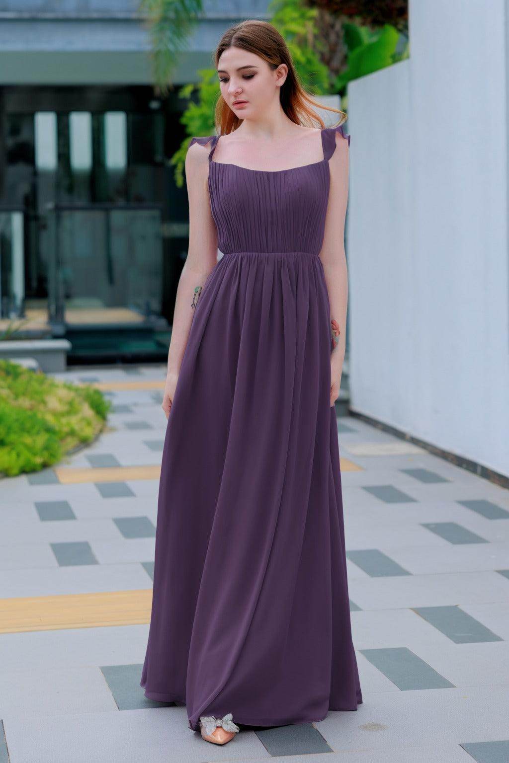 A-Line Floor Length Chiffon Bridesmaid Dress CB0714 - COCOMELODY
