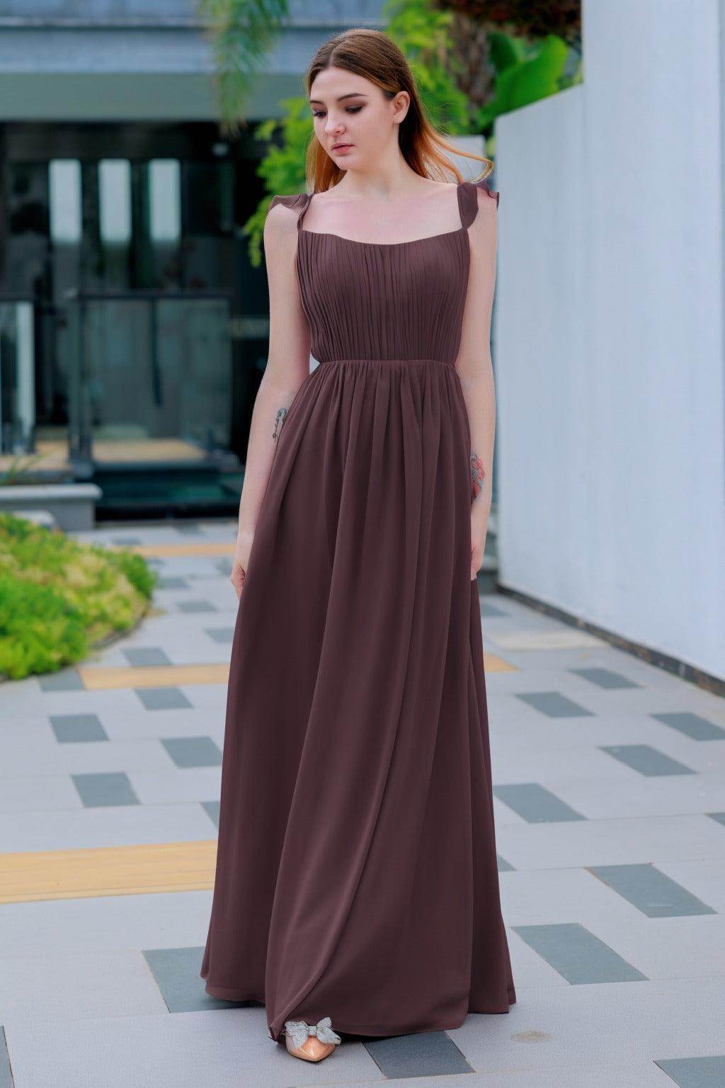 A-Line Floor Length Chiffon Bridesmaid Dress CB0714 - COCOMELODY