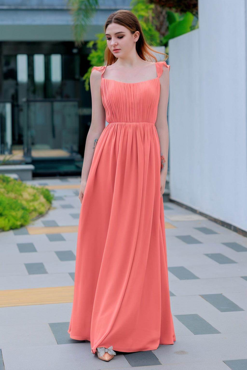 A-Line Floor Length Chiffon Bridesmaid Dress CB0714 - COCOMELODY