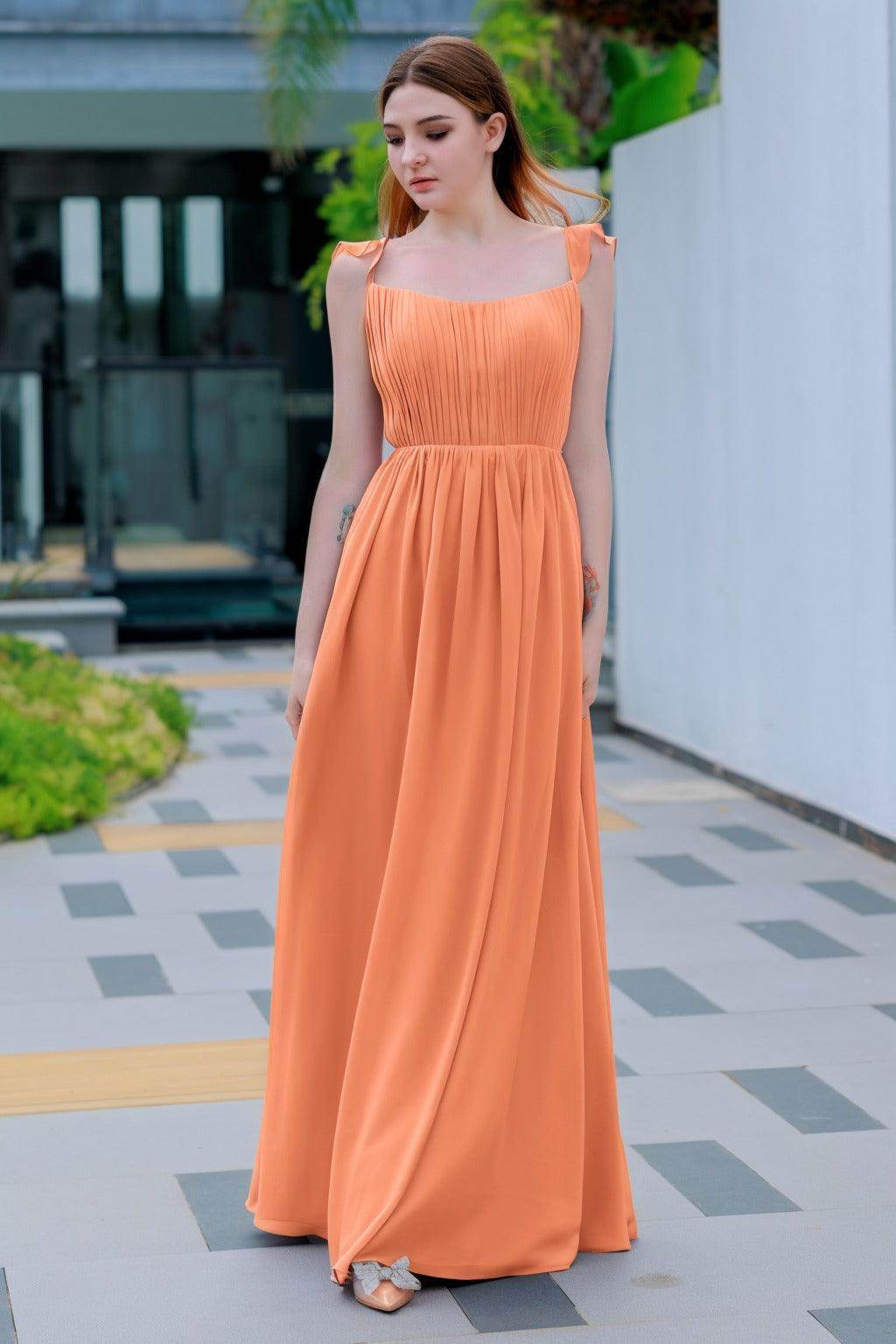 A-Line Floor Length Chiffon Bridesmaid Dress CB0714 - COCOMELODY