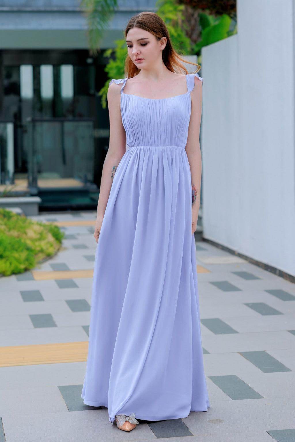 A-Line Floor Length Chiffon Bridesmaid Dress CB0714 - COCOMELODY