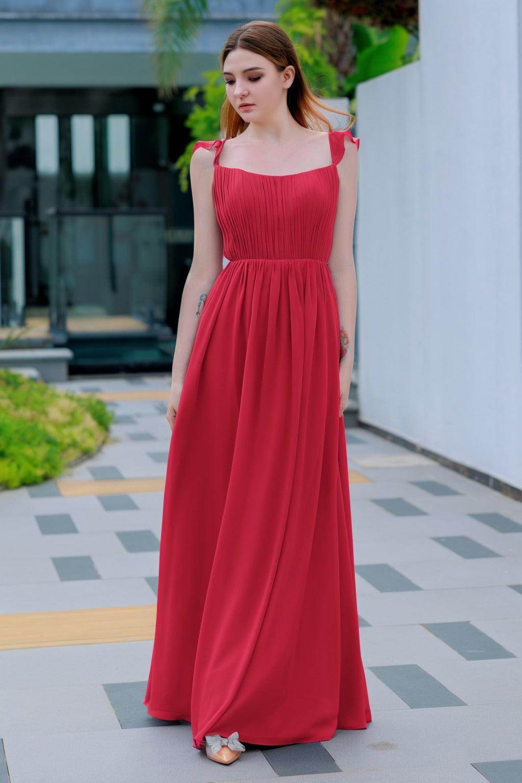 A-Line Floor Length Chiffon Bridesmaid Dress CB0714 - COCOMELODY