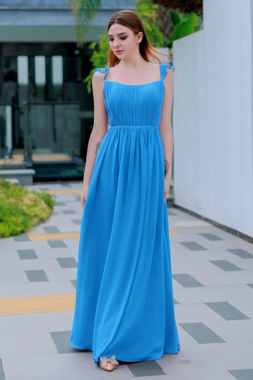 A-Line Floor Length Chiffon Bridesmaid Dress CB0714 - COCOMELODY