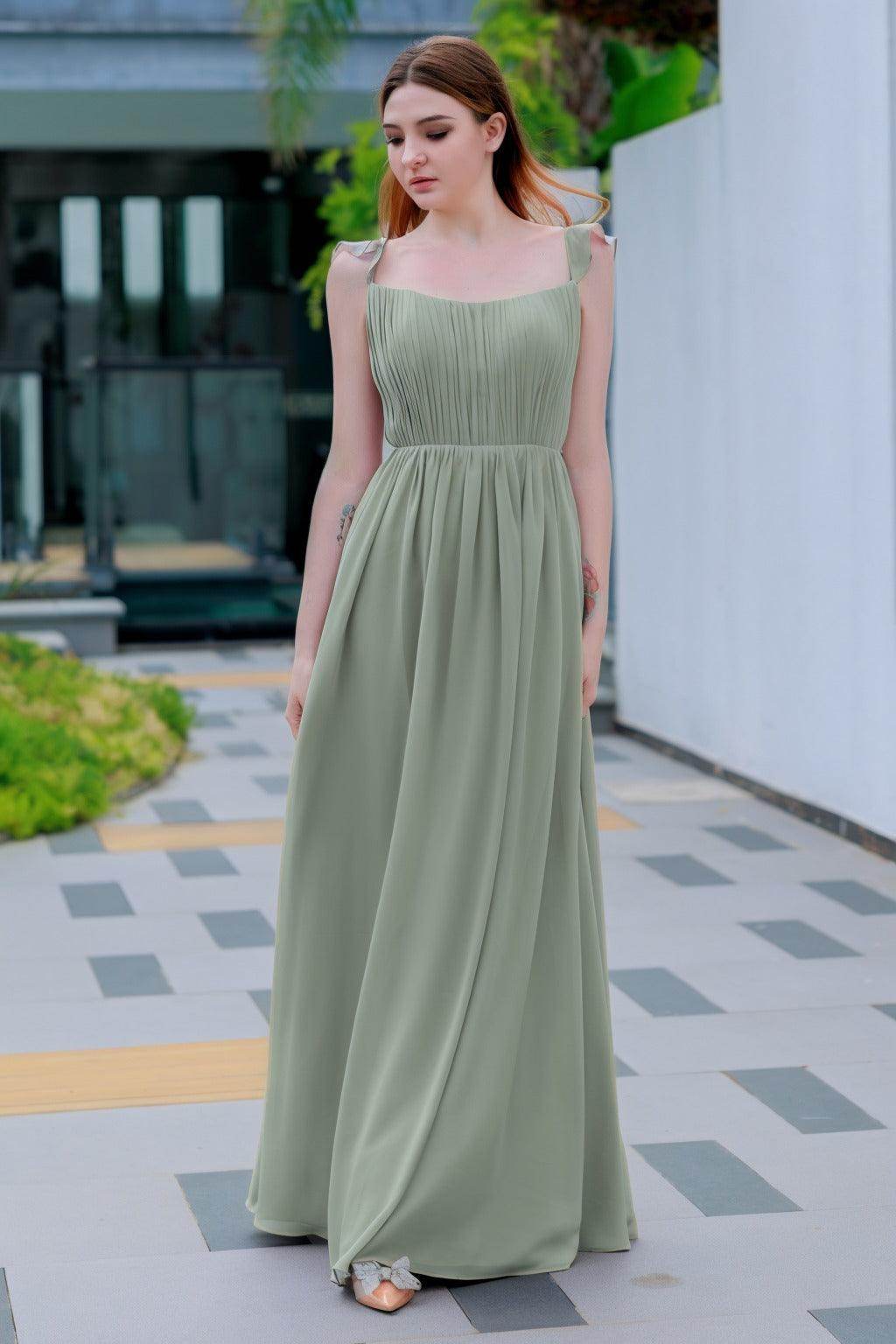 A-Line Floor Length Chiffon Bridesmaid Dress CB0714 - COCOMELODY