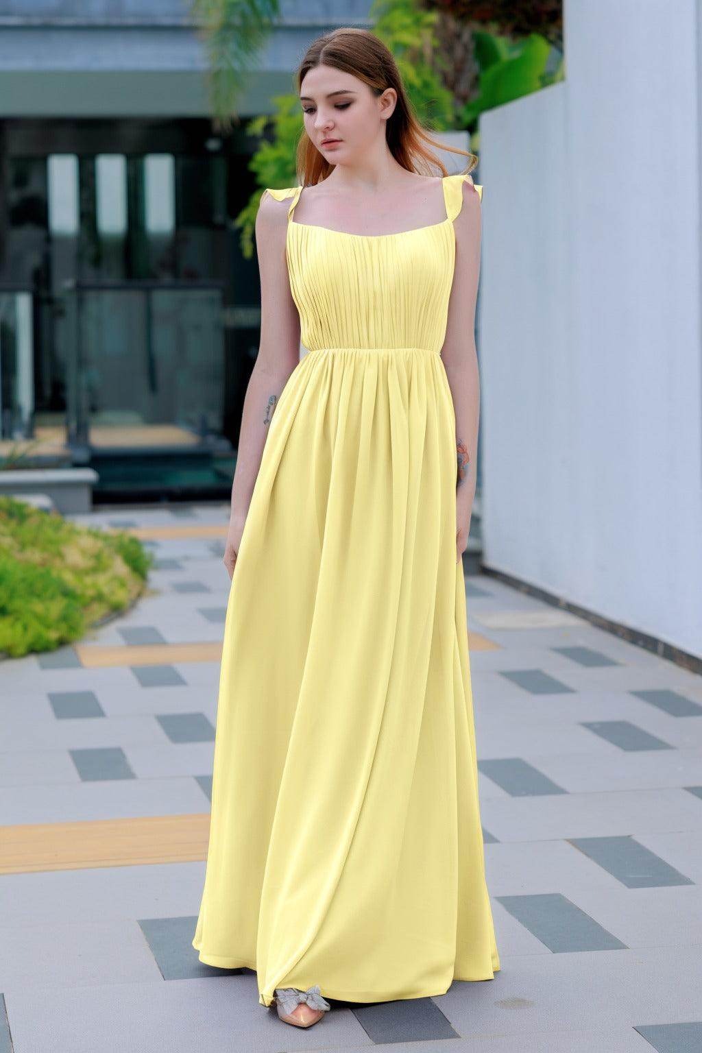 A-Line Floor Length Chiffon Bridesmaid Dress CB0714 - COCOMELODY