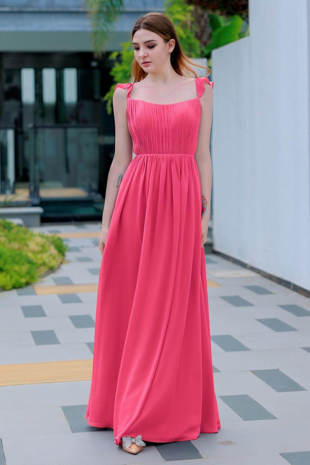 A-Line Floor Length Chiffon Bridesmaid Dress CB0714 - COCOMELODY