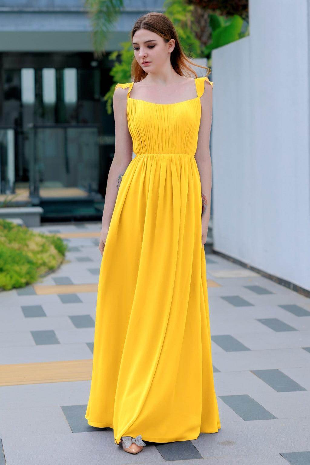 A-Line Floor Length Chiffon Bridesmaid Dress CB0714 - COCOMELODY