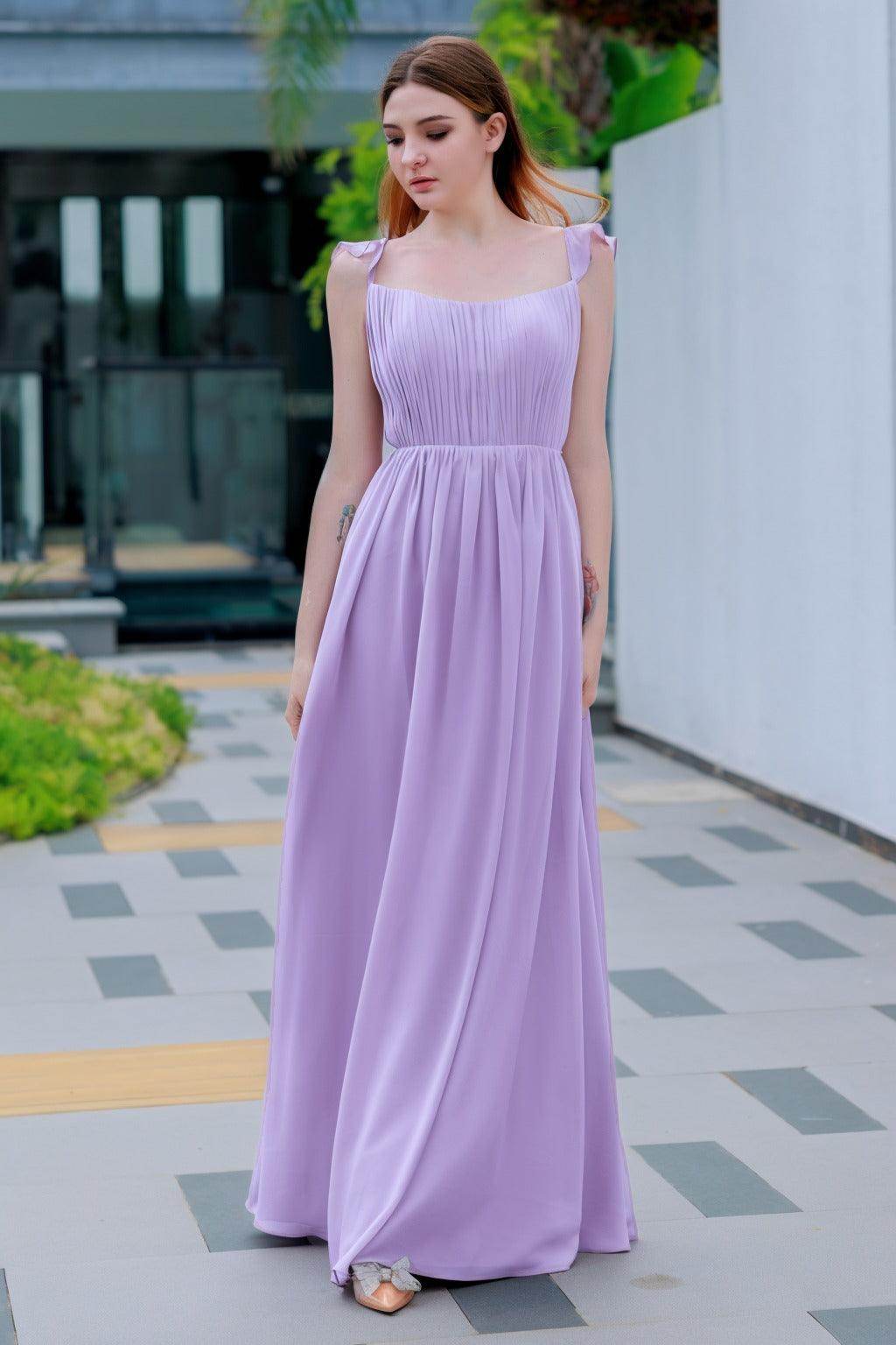 A-Line Floor Length Chiffon Bridesmaid Dress CB0714 - COCOMELODY
