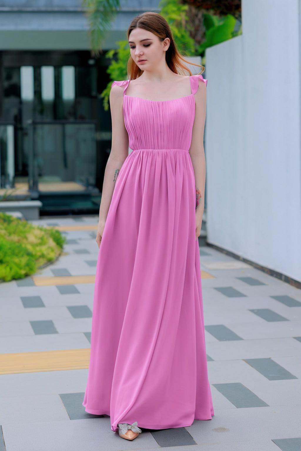 A-Line Floor Length Chiffon Bridesmaid Dress CB0714 - COCOMELODY