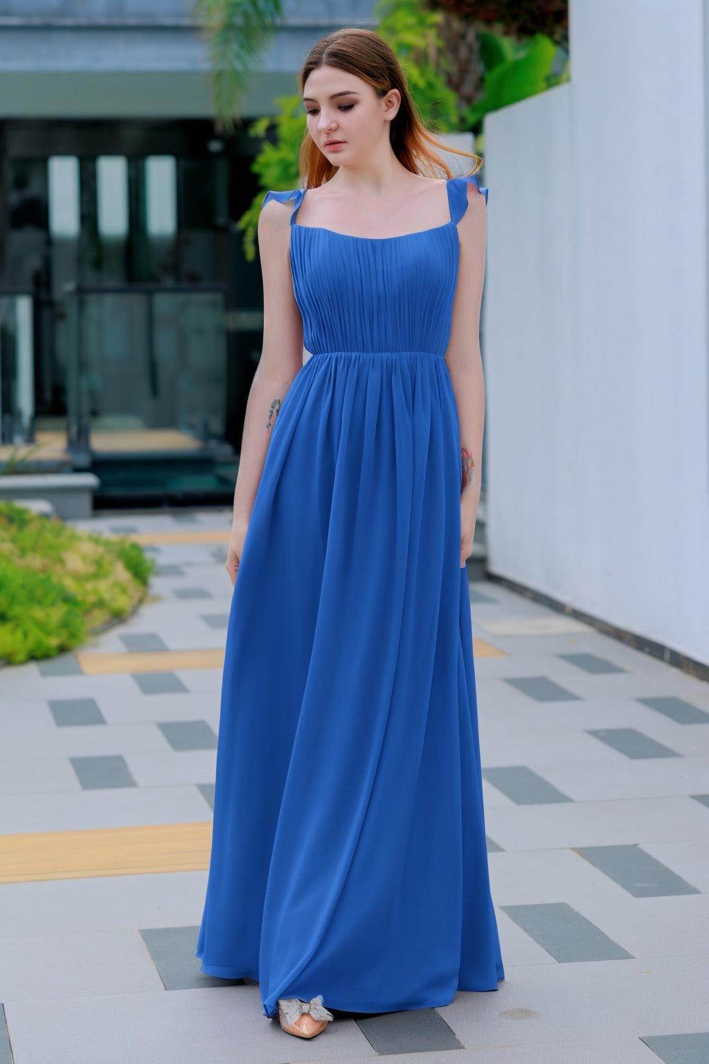 A-Line Floor Length Chiffon Bridesmaid Dress CB0714 - COCOMELODY
