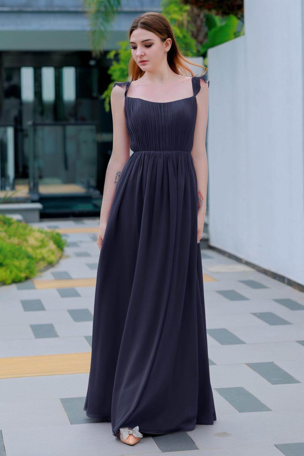 A-Line Floor Length Chiffon Bridesmaid Dress CB0714 - COCOMELODY