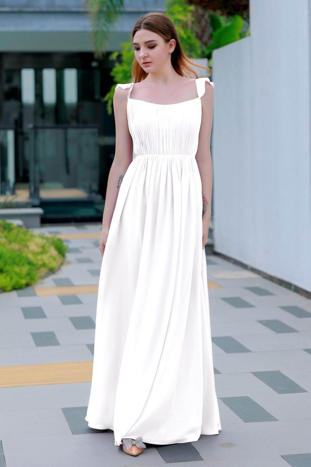 A-Line Floor Length Chiffon Bridesmaid Dress CB0714 - COCOMELODY