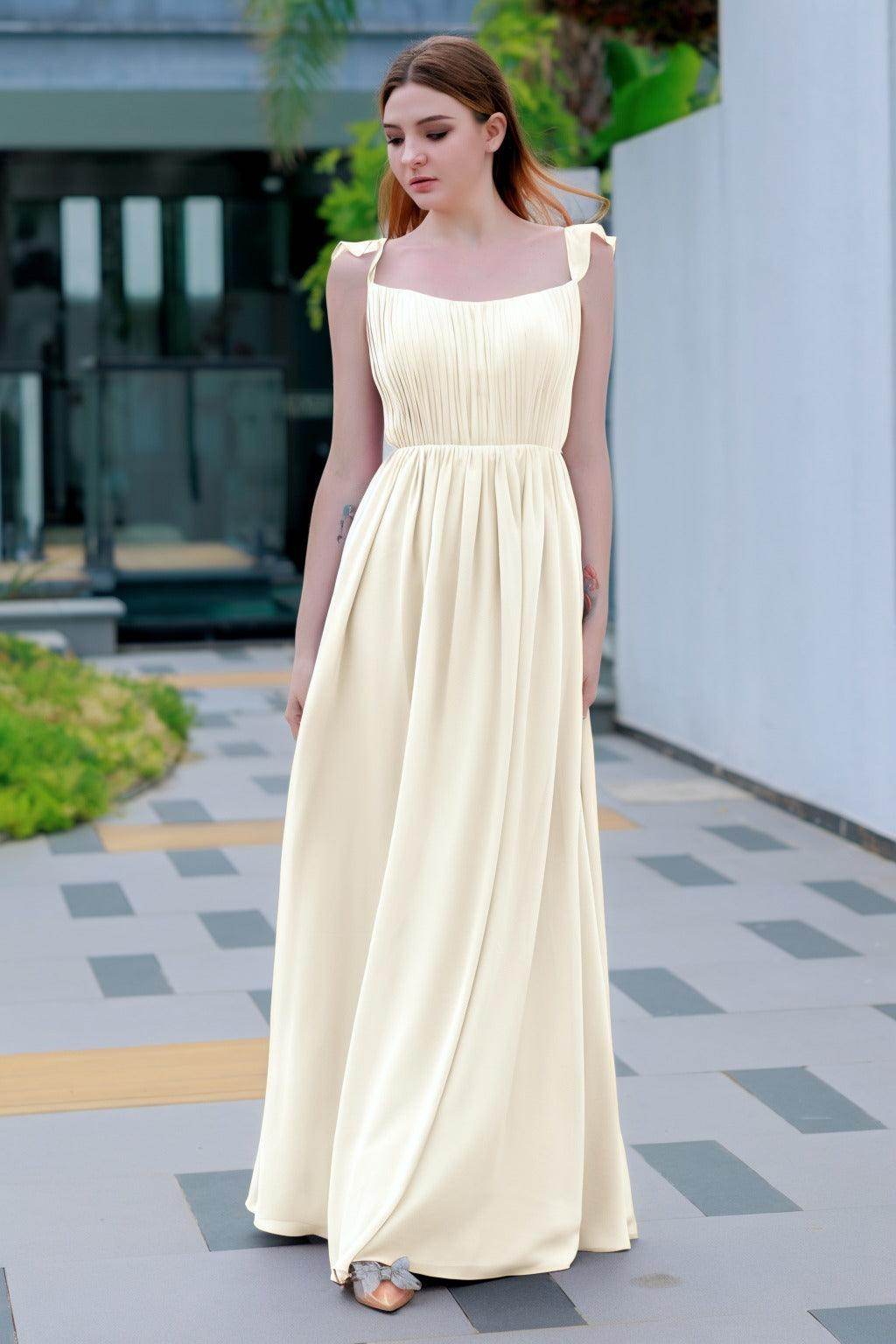 A-Line Floor Length Chiffon Bridesmaid Dress CB0714 - COCOMELODY