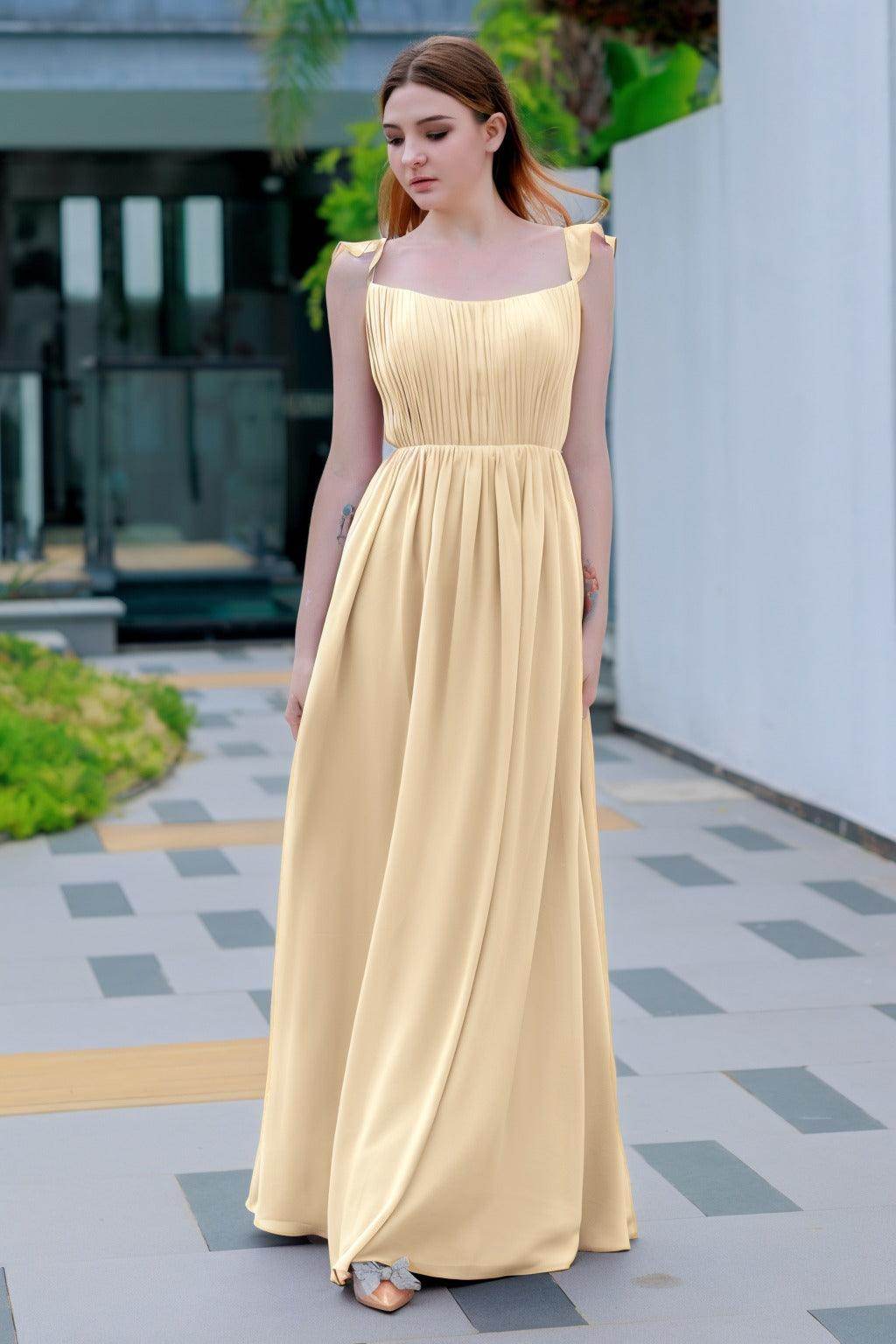 A-Line Floor Length Chiffon Bridesmaid Dress CB0714 - COCOMELODY