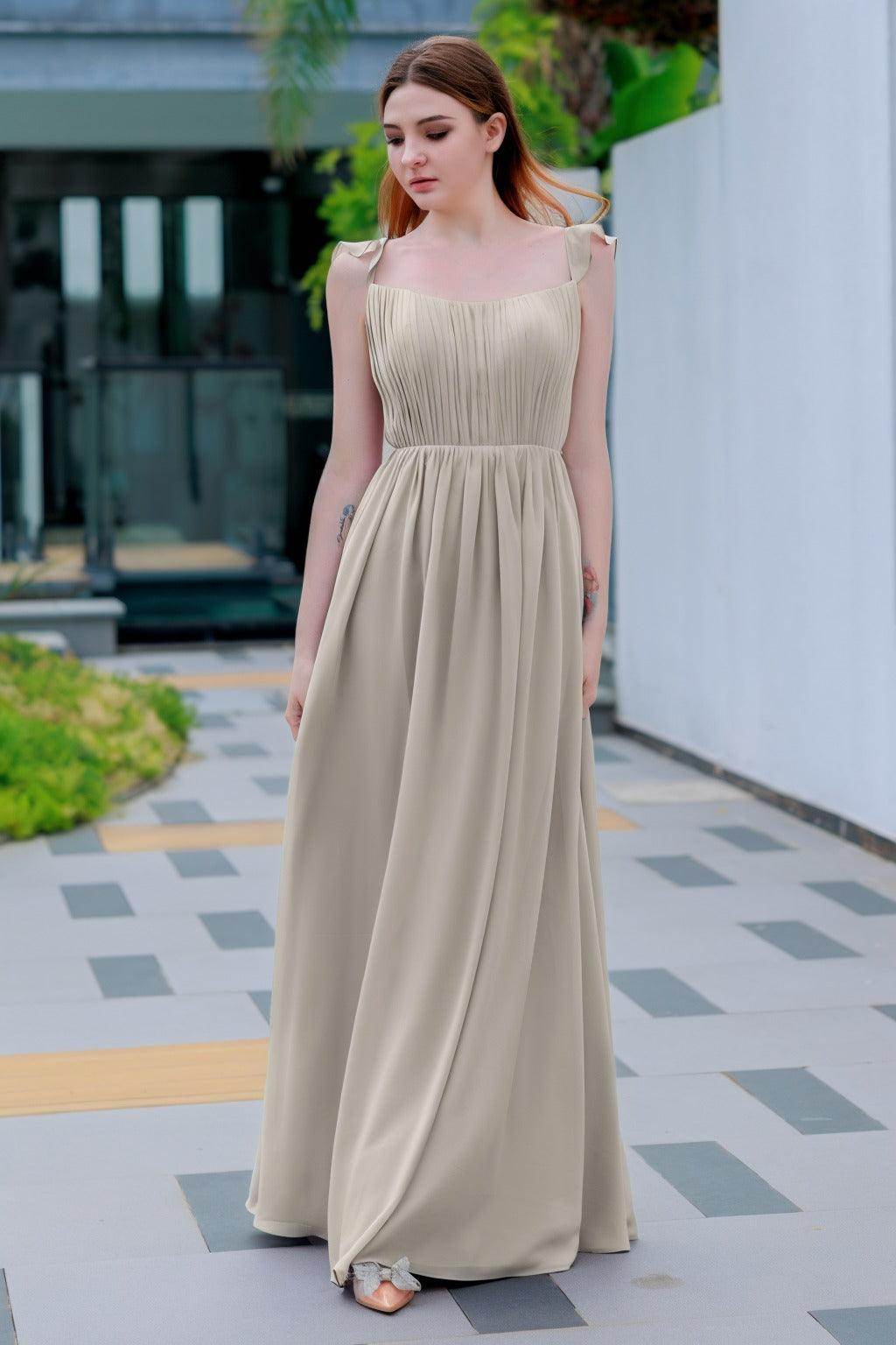 A-Line Floor Length Chiffon Bridesmaid Dress CB0714 - COCOMELODY