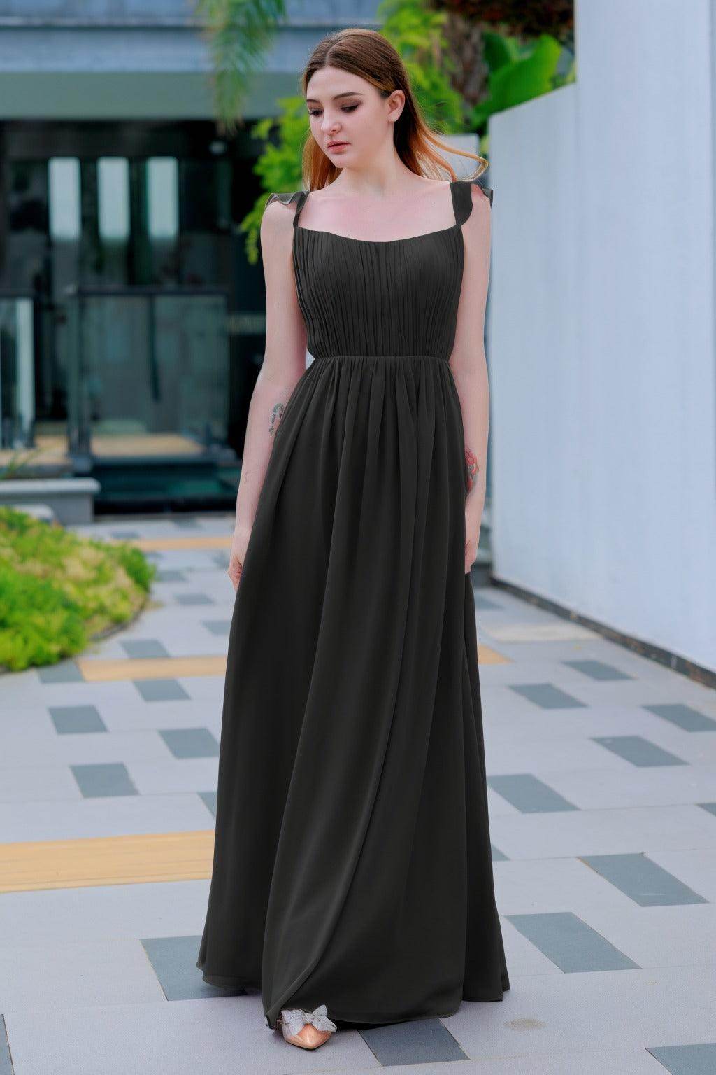 A-Line Floor Length Chiffon Bridesmaid Dress CB0714 - COCOMELODY