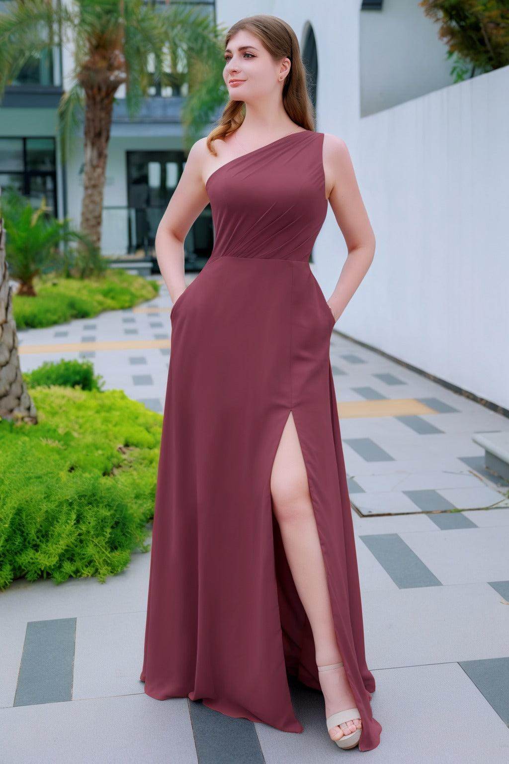 A-Line Floor Length Chiffon Bridesmaid Dress CB0715 - COCOMELODY