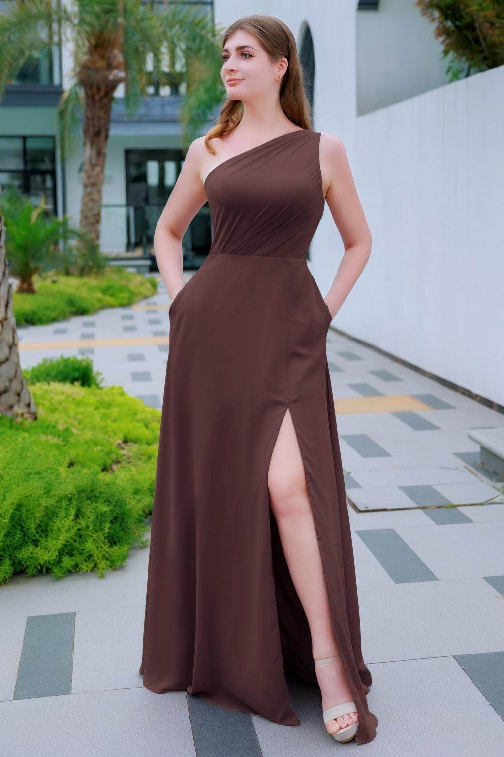 A-Line Floor Length Chiffon Bridesmaid Dress CB0715 - COCOMELODY