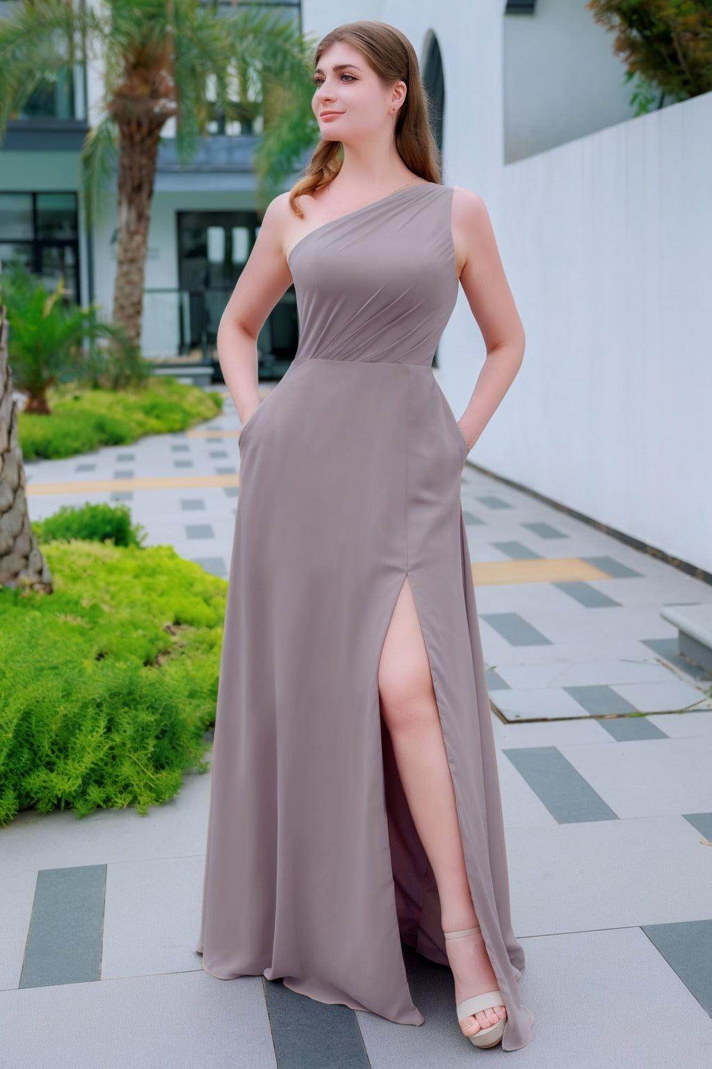 A-Line Floor Length Chiffon Bridesmaid Dress CB0715 - COCOMELODY