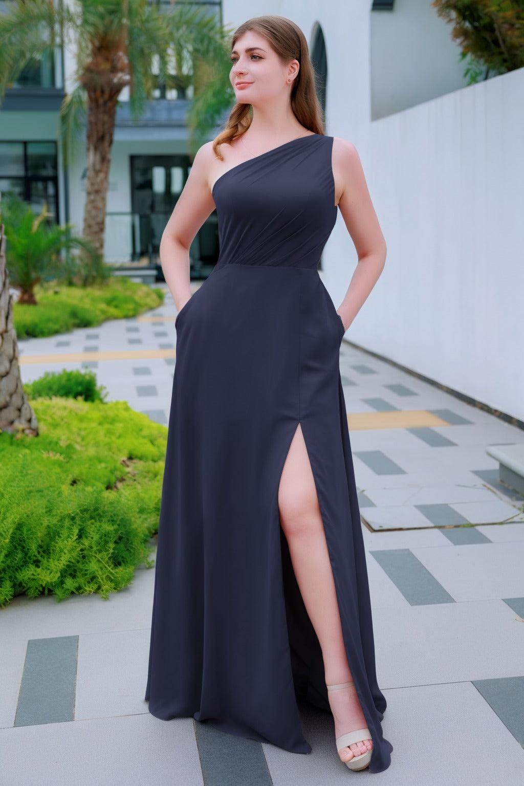 A-Line Floor Length Chiffon Bridesmaid Dress CB0715 - COCOMELODY